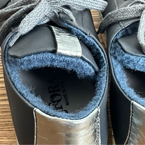 Andia Fora Wool Lined Navy Leather Sneaker, New in Box. - Picture 6 of 7